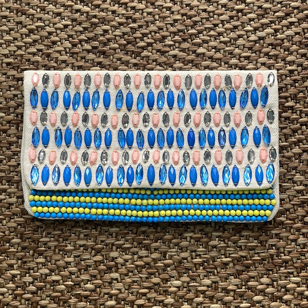 Canvas beaded clutch purse